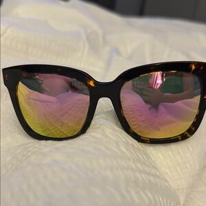 Tortoise Shell Sunglasses with Pink and Yellow Lenses